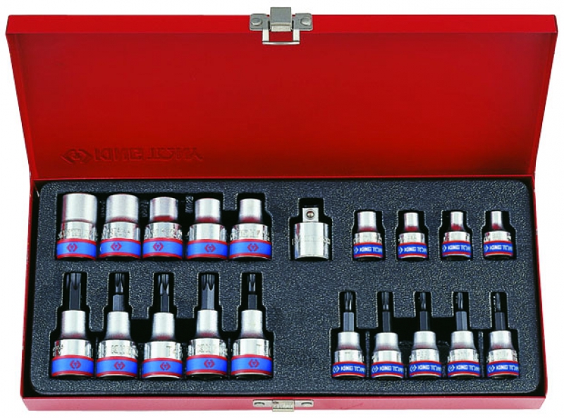 20 részes 1/2˝&amp; 3/8˝-os torx dugó-&amp; bitkészlet 7120PR01