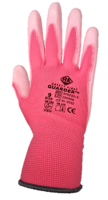 Guarder Poliészter kesztyű, PU tenyérmártott, pink méret: 8