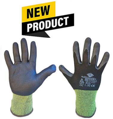 Guarder nylon/spandex kötött habnitril tenyérmártott kesztyű fekete 8