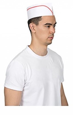 Papírsapka Guarder fehér piros csíkkal (100db/doboz)